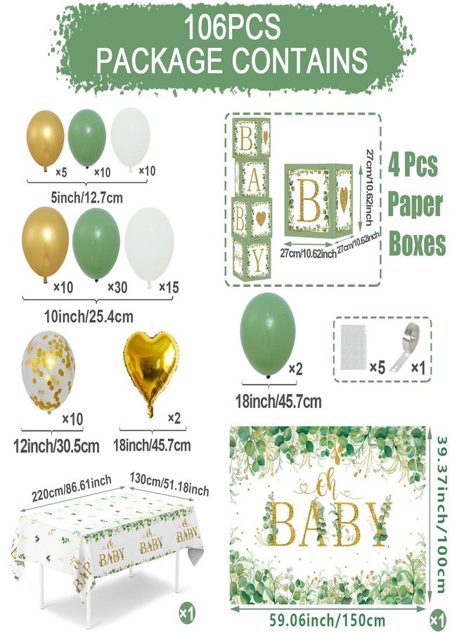 Netnology Sage Green Baby Shower Decorations for Boy Girl 106pcs Greenery Balloon Arch Kit, Baby Box,Tablecloth and Backdrop for Boho Woodland Jungle Theme Baby Shower Decor Neutral Party Supplies - Image 4